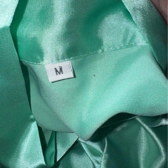 Mint Green Kimono Style Rhinestone BRIDESMAID Monogram Short Robe W Pockets M - Picture 6 of 16